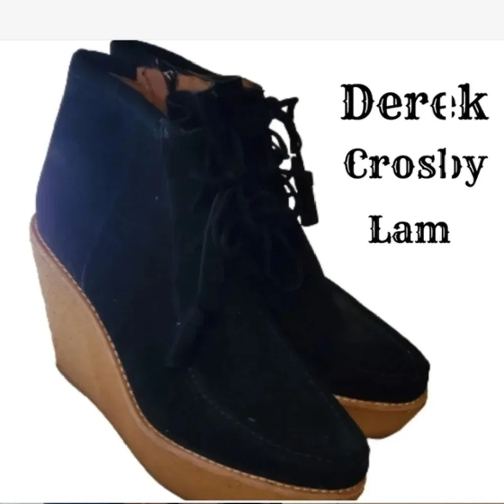 Derek Crosby Lam suede zip Wedge Comfort  booties‎ 9.5